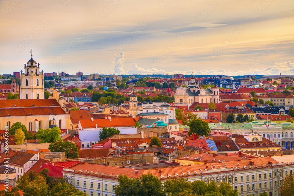 Vilnius, Lithuania. Beautiful Aerial view of Old Town