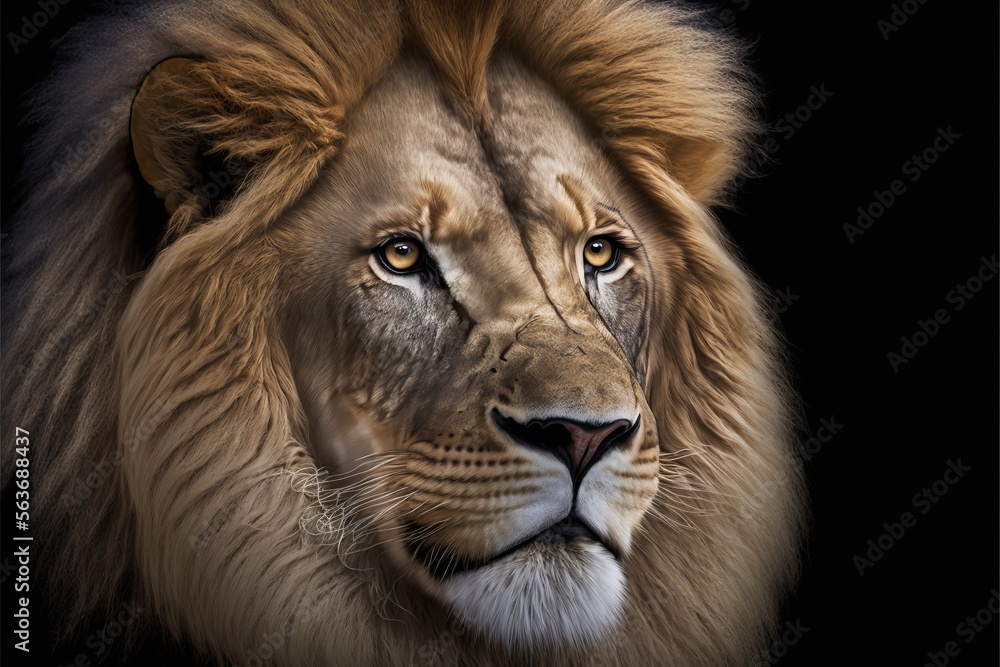 Highly detailed portrait of lion. Generative AI