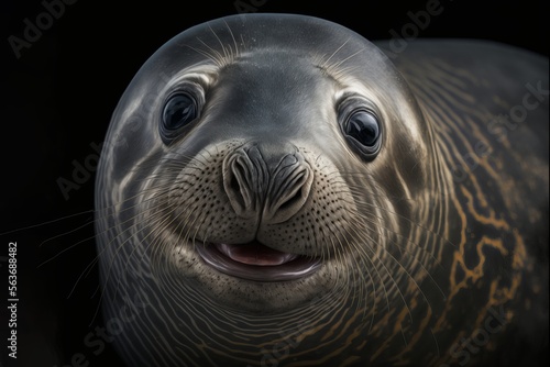 Highly detailed portrait of seal. Generative AI
