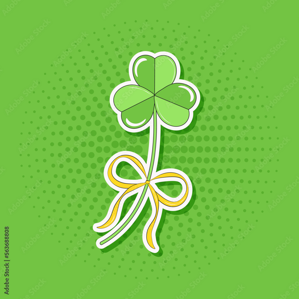 Clover Leaf with Bow Sticker Symbol St Patricks Day