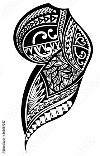 Maori tattoo design.Maori ornament sleeve tattoo including ancient indigenous polynesian style photo