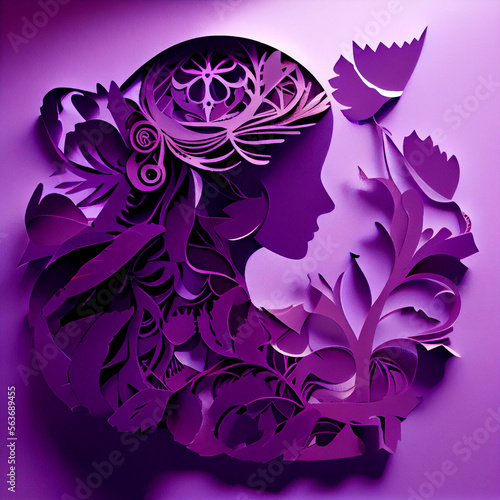 Women Day in purple Illustration created by Generative AI technology