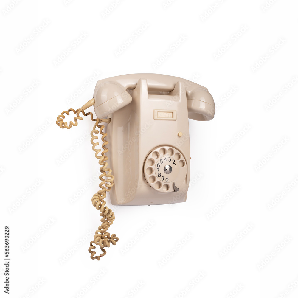 old white phone isolated on white old white phone isolated on white