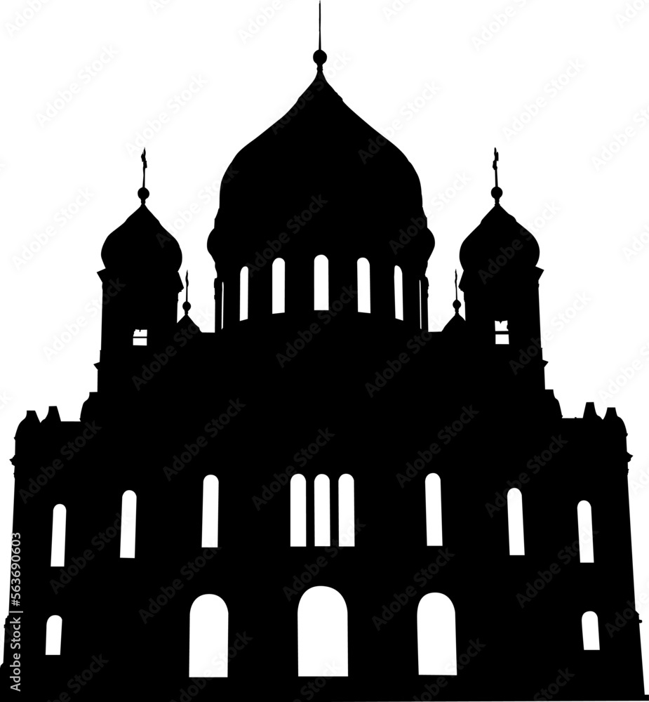 Silhouette temple of christ the savior in Moscow on a white background Silhouette temple of christ the savior in Moscow on a white background