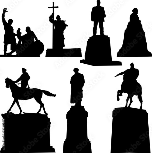 Silhouettes of the main monuments of the city of Moscow on a white background