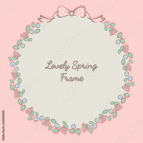 frame with flowers and ribbon