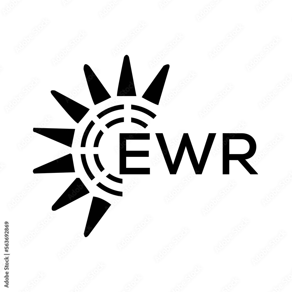 EWR letter logo. EWR image on white background and black letter. EWR