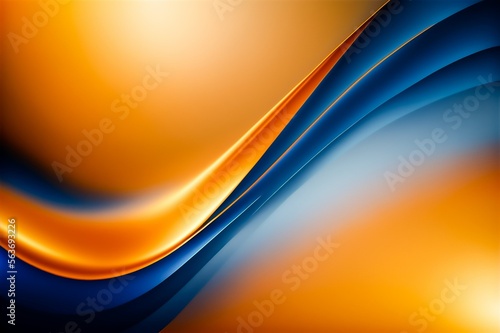 luxury abstract background with blue orange smooth waves and glow. Expensive wallpapers