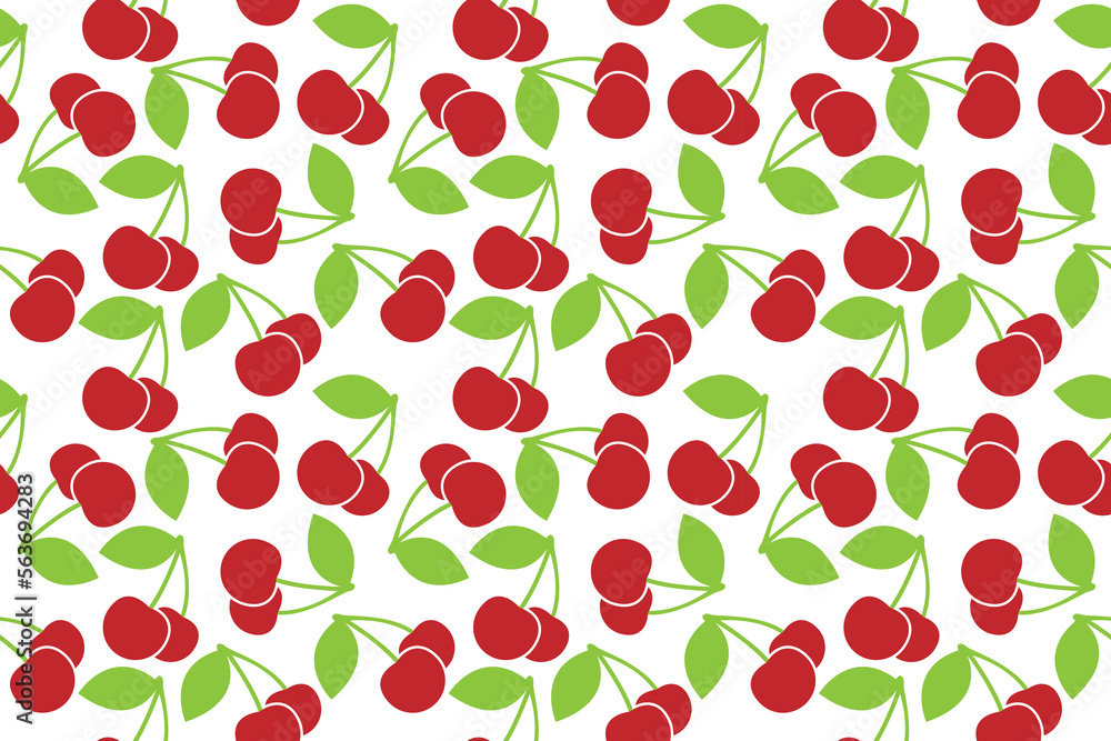 Cherry fresh fruit seamless abstract pattern on white background vector design Cherry fresh fruit seamless abstract pattern on white background vector design
