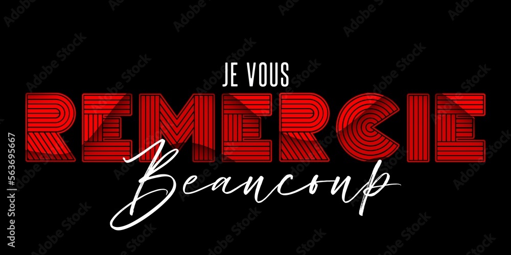 Je Vous Remercie Beaucoup Card. Hand Written Lettering for Title, Heading, Photo Overlay