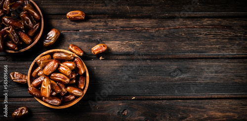 Fresh dates in two plates. 