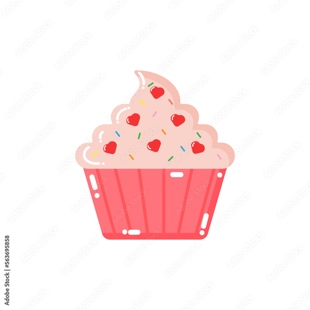 icon cupcake with cream and heart. vector illustration icon cupcake with cream and heart. vector illustration