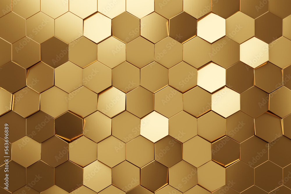 Futuristic gold hexagonal texture background. 3d rendering Futuristic gold hexagonal texture background. 3d rendering