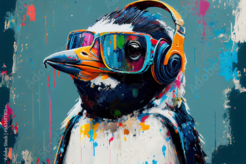 Pop Art Penguin: A Colorful and Unique Digital Artwork