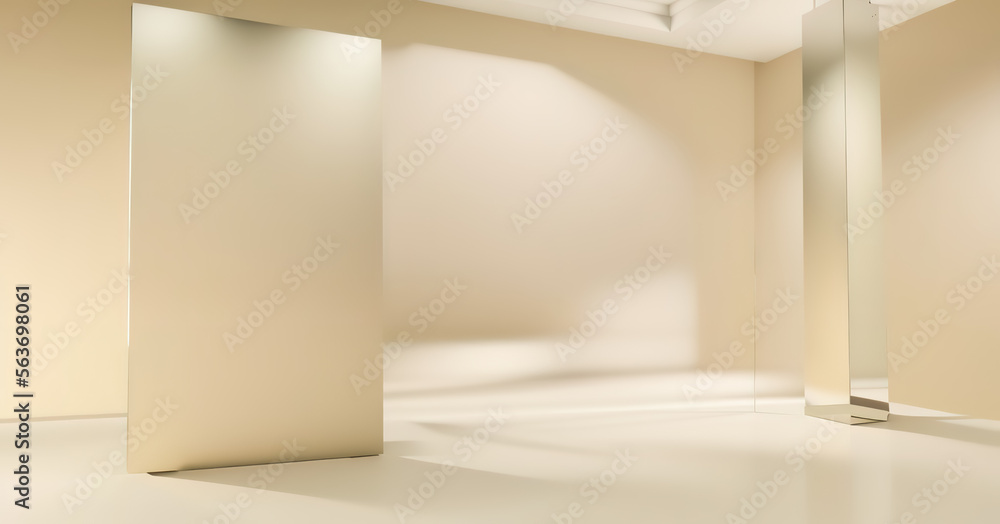 Generative AI white podium with yellow background. Abstract geometric shape in yellow color for product podium presentation background. Art and Color concept. Generative AI white podium with yellow background. Abstract geometric shape in yellow color for product podium presentation background. Art and Color concept.