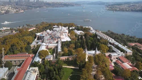 Topkapı Palace Aerial. 30 sultans ruled from here for four centuries during Ottoman Empire's 600-year reign, beginning with Sultan Mehmed II. Ottoman administration and royal household began in 1459
 photo