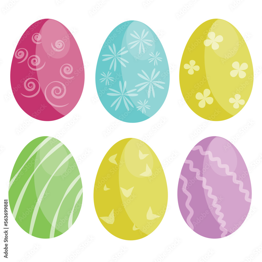Set of Easter colorful eggs. Vector illustration