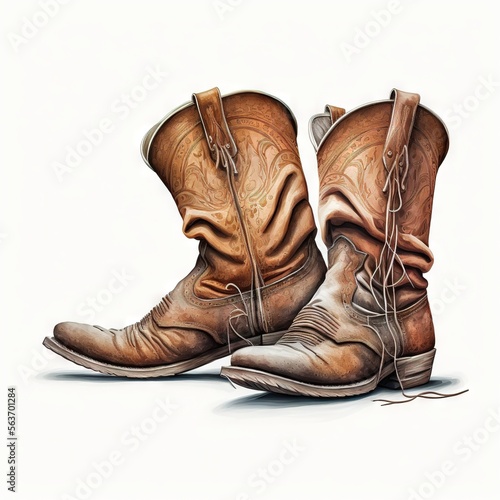 Photo a pair of cowboy boots with a white background and a white background with a white background and a brown cowboy boot with a white background and white background with a white background and a stock