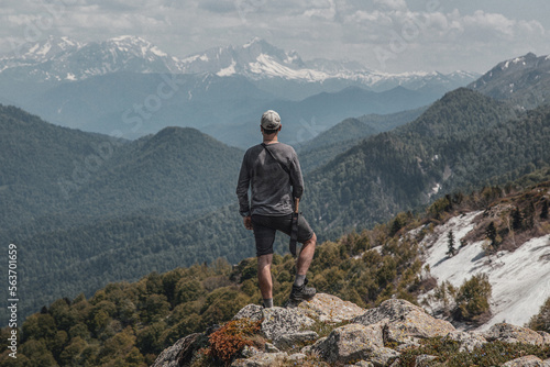 hiker on top of mountain