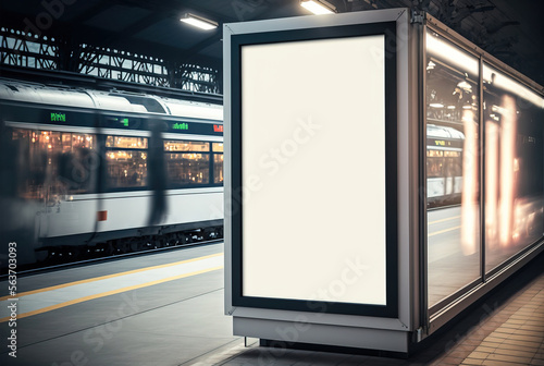 Fototapet puplic space advertisement board as empty blank white signboard with copy space