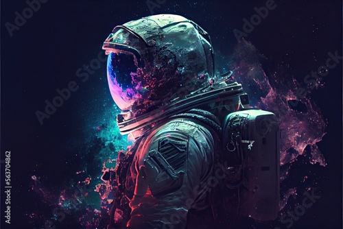 astronaut with galaxy in the  sunset, cosmic background. Ai generative © ZoomTeam