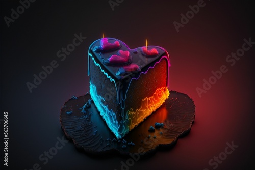 Valentine's day neon fluorescent chocolate heart cake. Delicious!