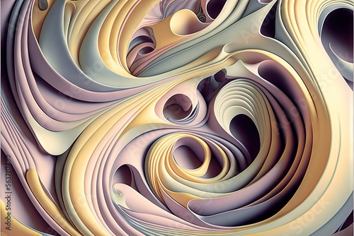  a computer generated image of a swirly pattern in yellow and purple colors with a black background and a white background with a black border and a white border with a black border. Generative AI