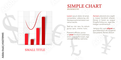 Simple red chart with grey currency symbols on white background