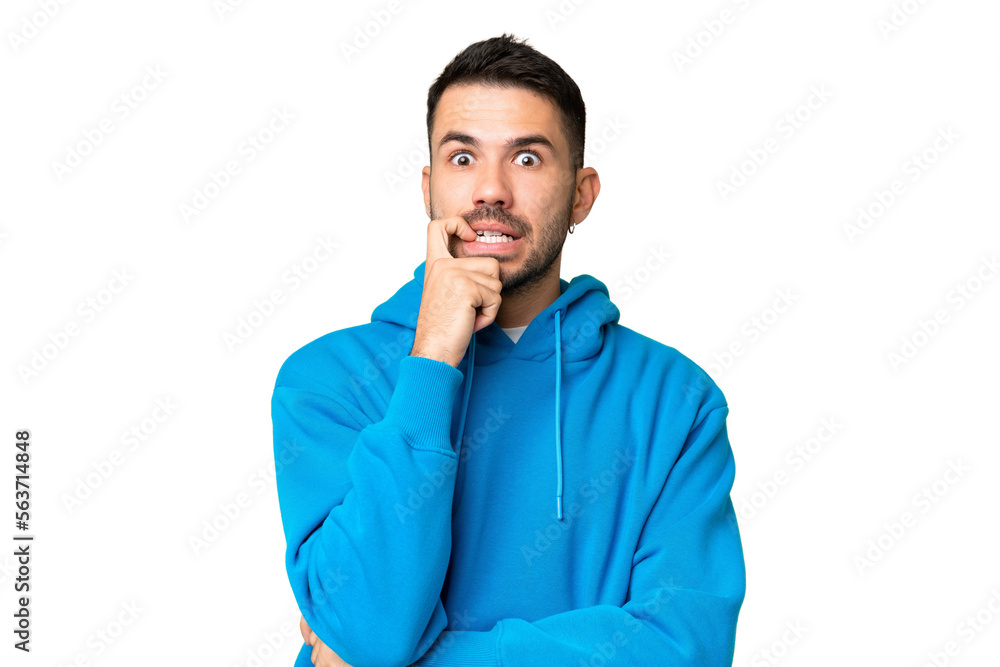 Young handsome caucasian man over isolated chroma key background nervous and scared Young handsome caucasian man over isolated chroma key background nervous and scared