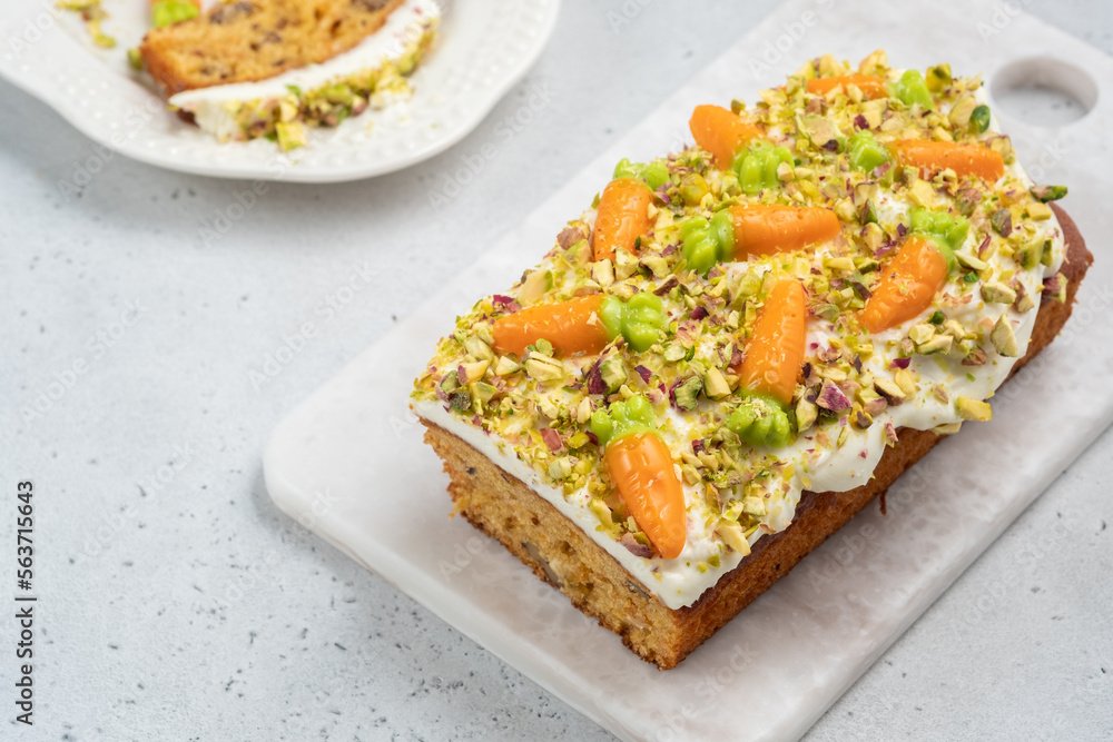 carrot loaf cake with walnuts