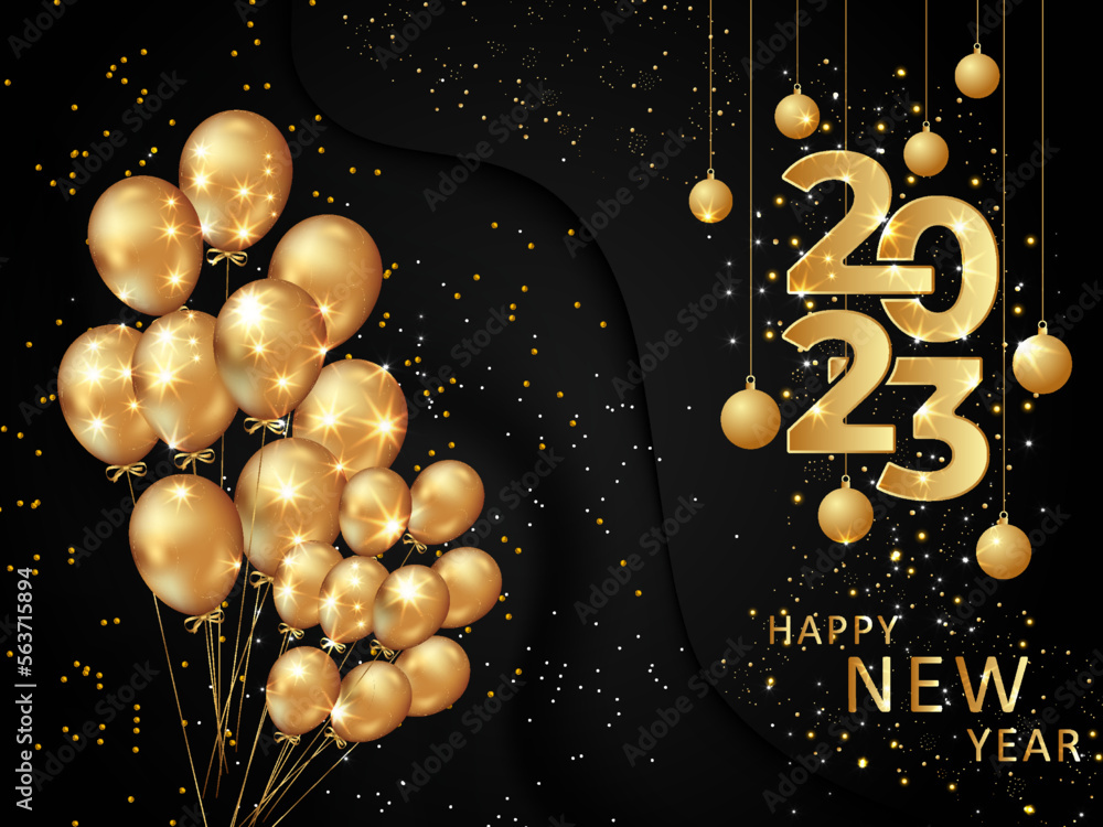Fototapeta premium Free vector 2023 new year occasion red banner with text space design