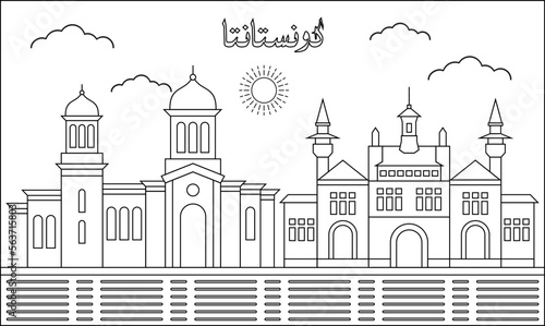 Constanta skyline with line art style vector illustration. Modern city design vector. Arabic translate : Constanta