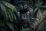 Black Panther in the jungle close up, generative ai