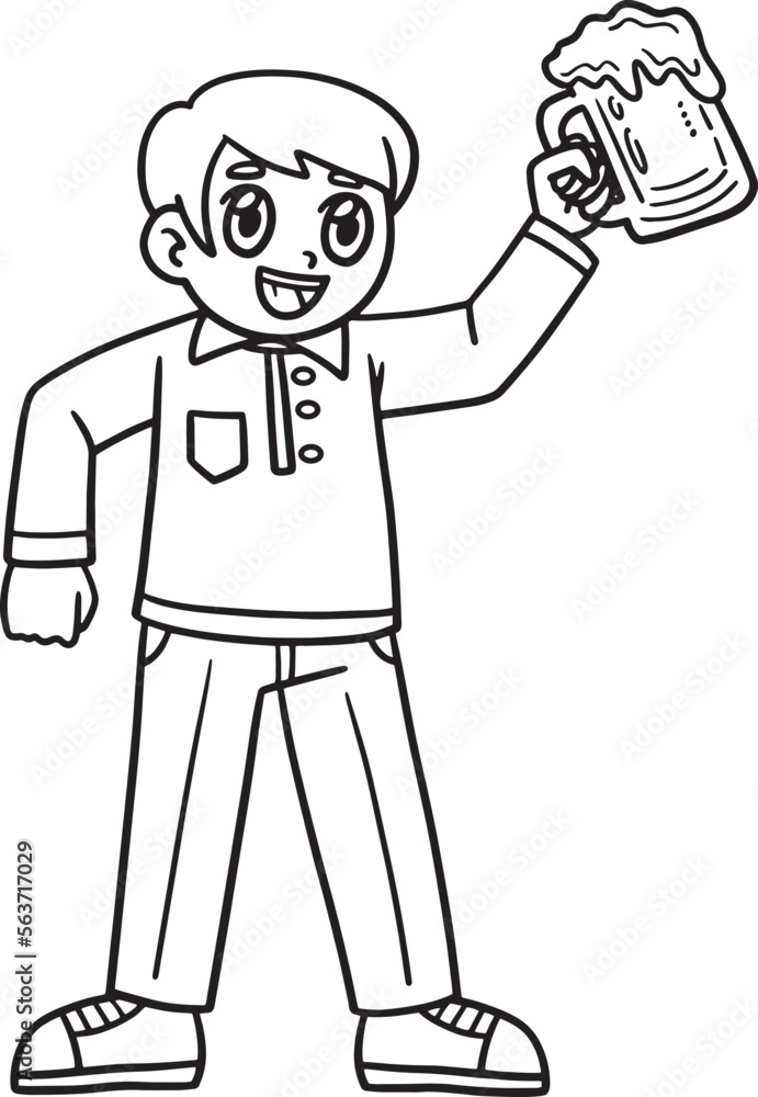 Fathers Day Dad Drinking Beer Isolated Coloring Fathers Day Dad Drinking Beer Isolated Coloring