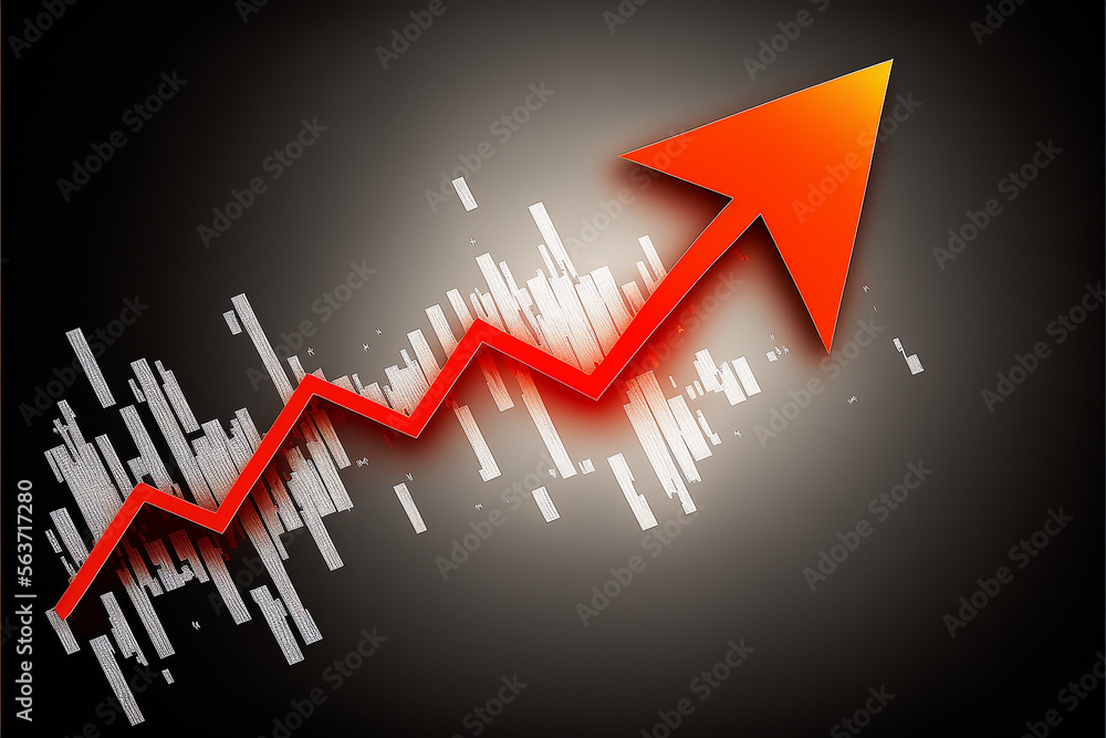 Rising Arrow Chart Symbol and business graph, Red upward arrow. Concept of growth and increase. Generative AI Rising Arrow Chart Symbol and business graph, Red upward arrow. Concept of growth and increase. Generative AI