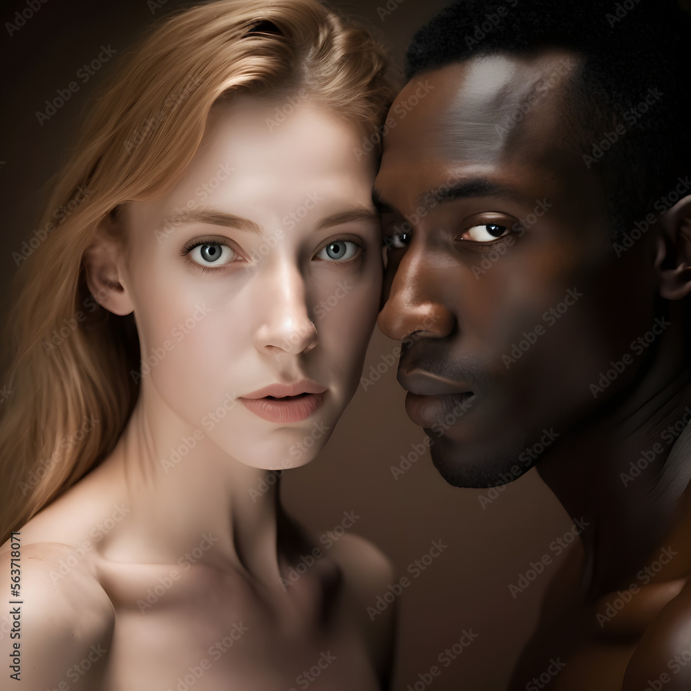 Powerful Black Couple: Studio Portrait of a Strong Man and Woman, ai generated Powerful Black Couple: Studio Portrait of a Strong Man and Woman, ai generated