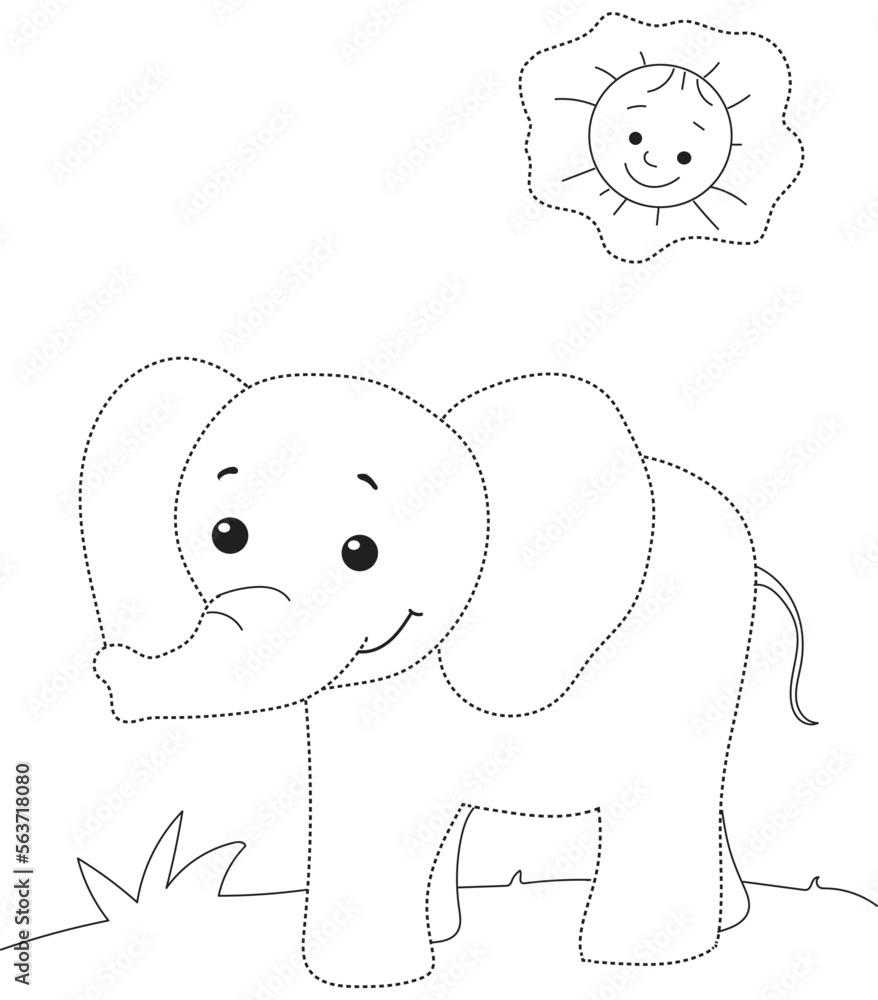 Elephant Dot Drawing. Dot Drawings Stock Vector 