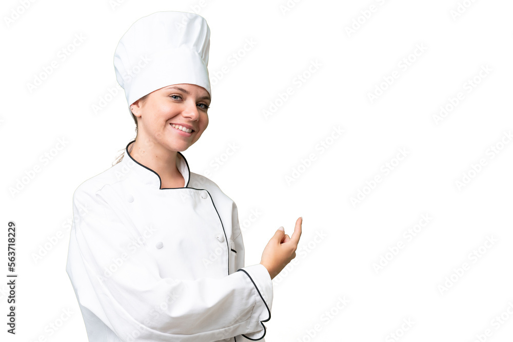 young Chef woman over isolated background young Chef woman over isolated background