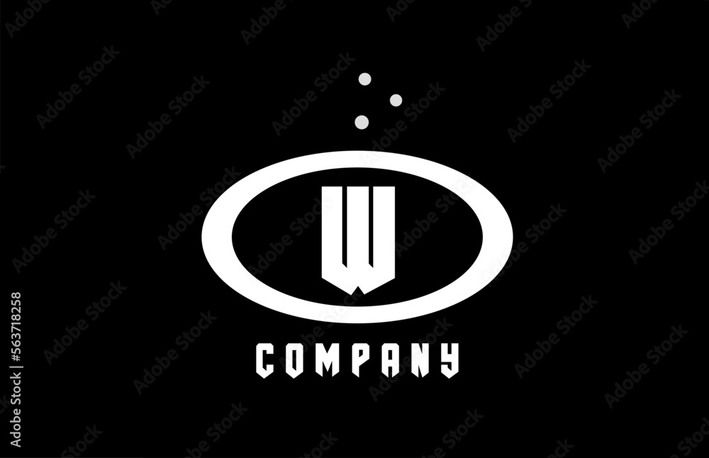 W black and white ellipse alphabet bold letter logo with dots. Creative template design for business and company W black and white ellipse alphabet bold letter logo with dots. Creative template design for business and company