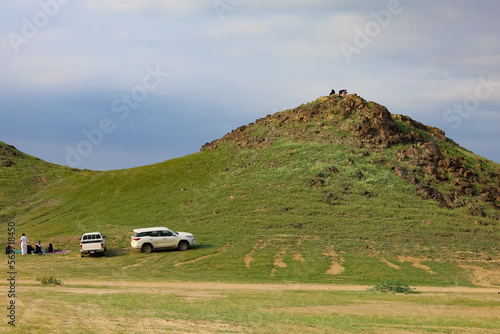 Mecca , Saudi Arabia , 13 Jan 2023: Makkah Spring after raining season , beautiful green grass