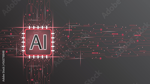 Ai artificial intelligence technology hitech business concept. open Ai with smart system, network, data, line, lights, circle, technology background, Abstract, vector. design for web banner, web site.
