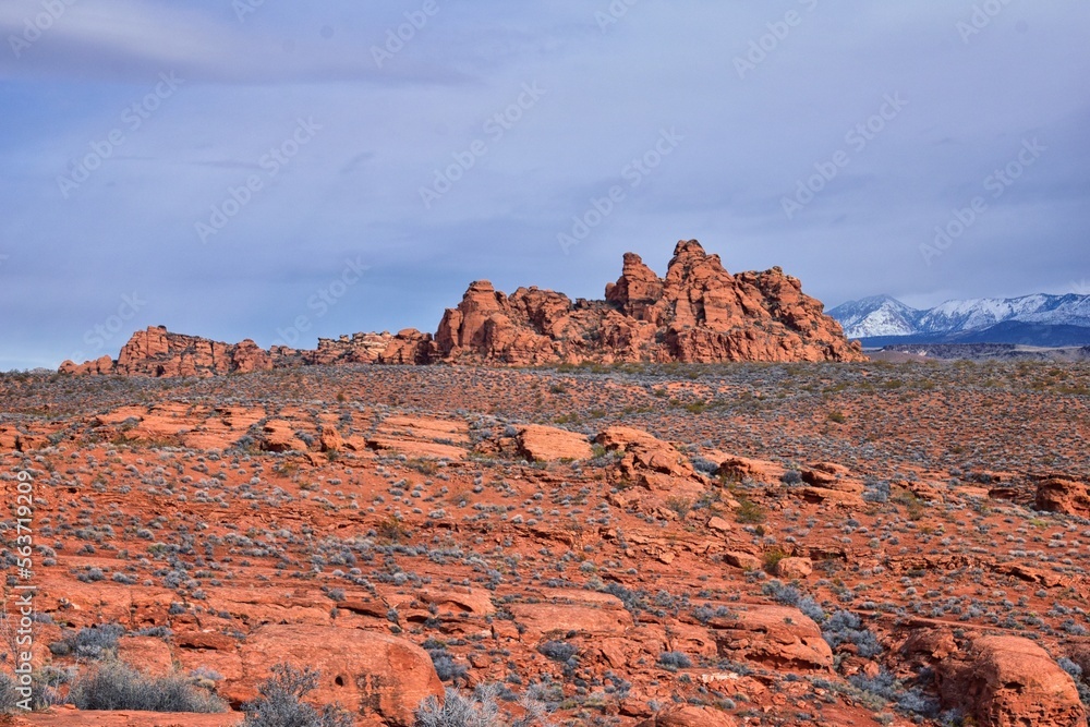 Fototapeta premium Chuckawalla and Turtle Wall landscape views from trail Cliffs National Conservation Area Wilderness Snow Canyon State Park St George, Utah