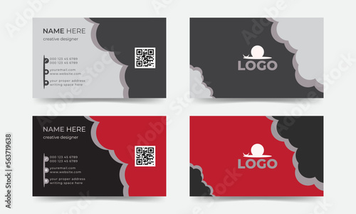 Black red 3D modern creative business card, horizontal simple clean template vector design template with triangles.