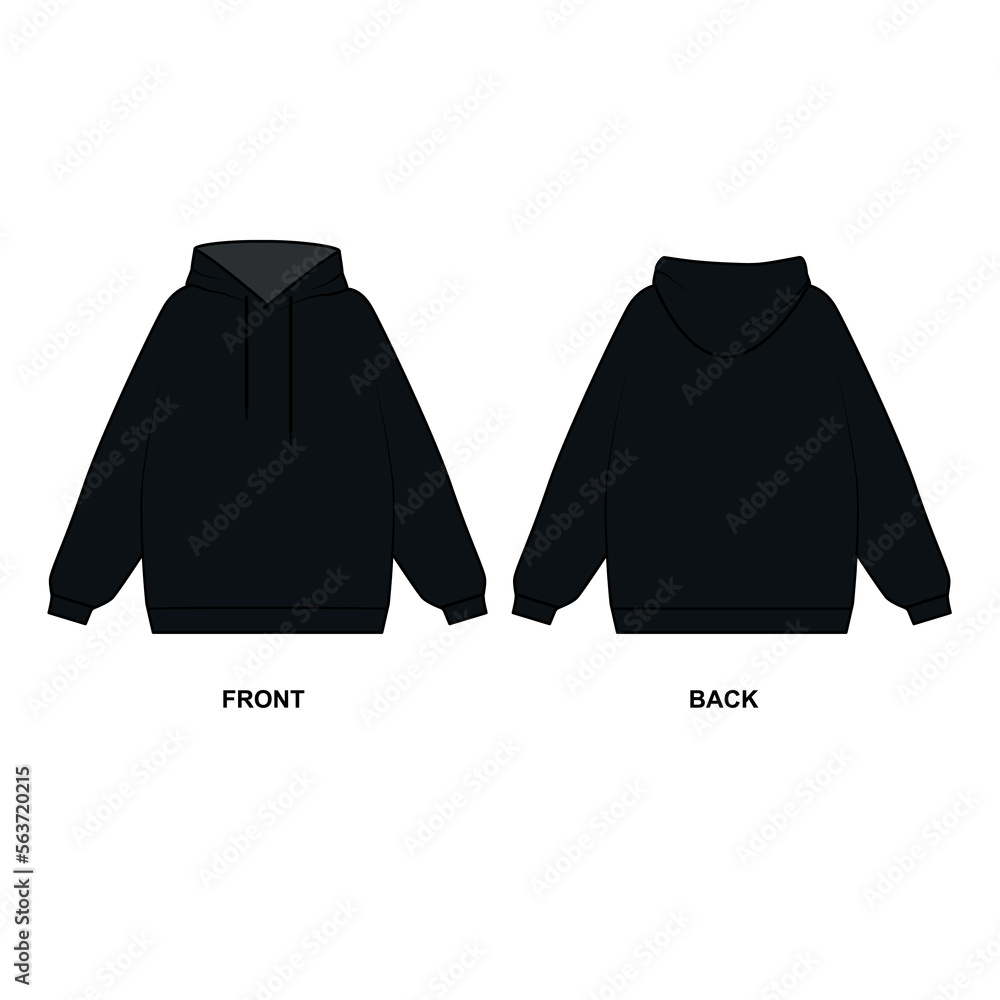 Vector sketch of a black hoodie on a white background. Hoodie template ...