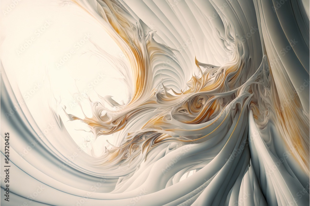 a white and yellow abstract painting with a white background and a ...