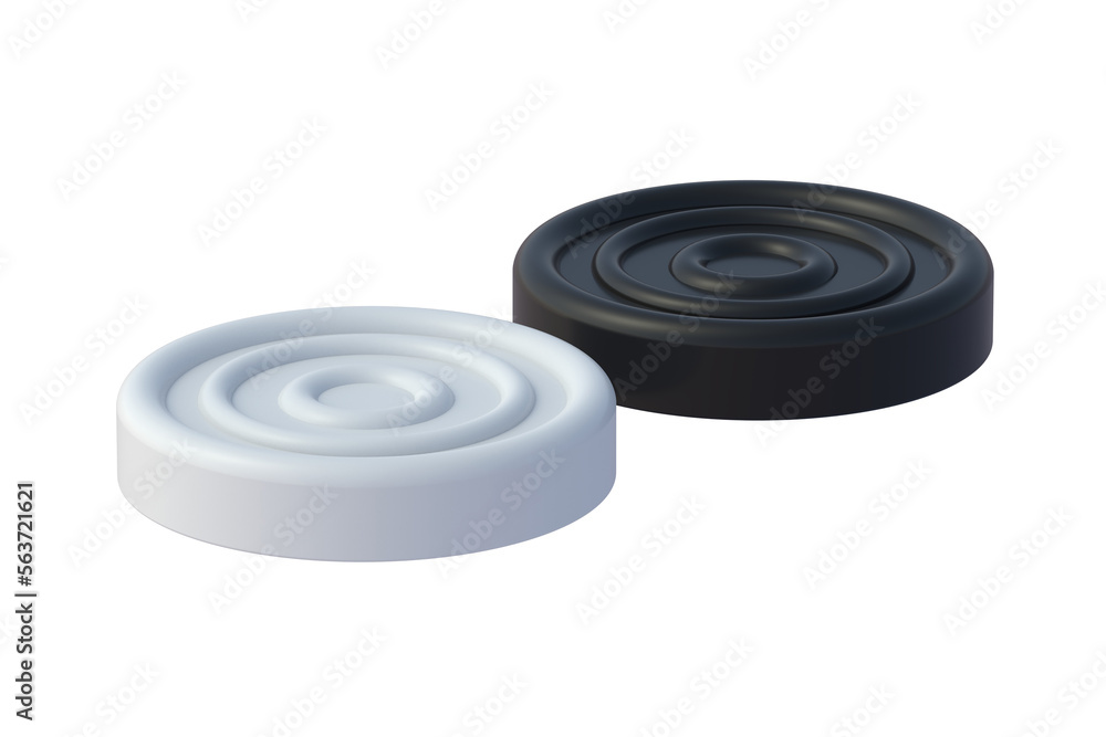 Checkers isolated on white background. Intellectual board game. 3d render