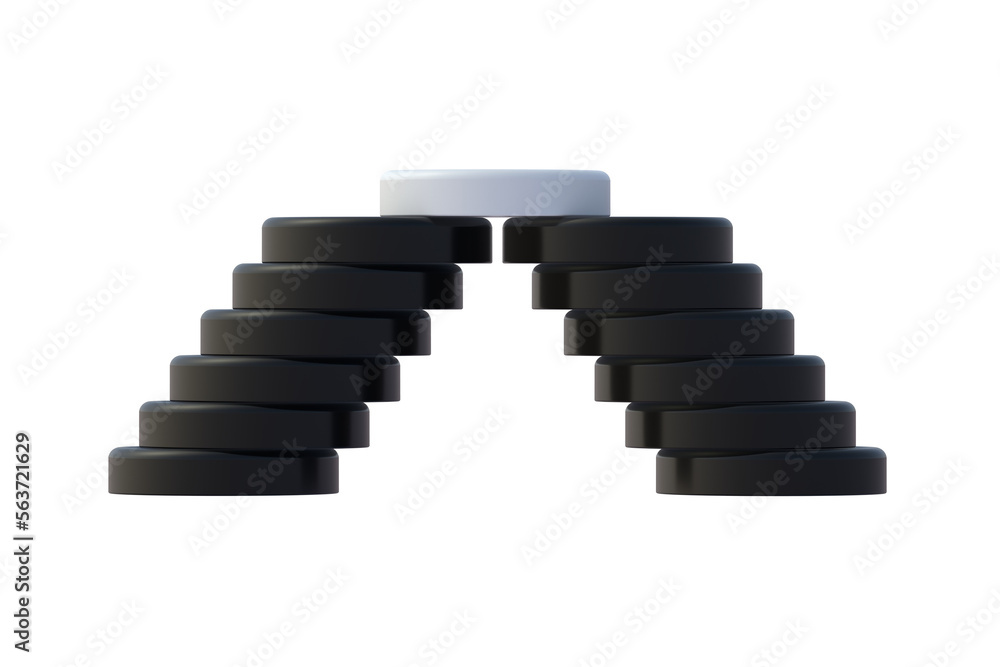 Stack of checkers isolated on white background. Intellectual board game. 3d render Stack of checkers isolated on white background. Intellectual board game. 3d render