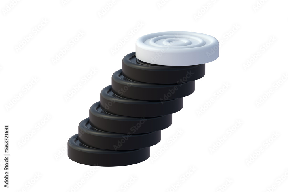 Stack of checkers isolated on white background. Intellectual board game. 3d render Stack of checkers isolated on white background. Intellectual board game. 3d render