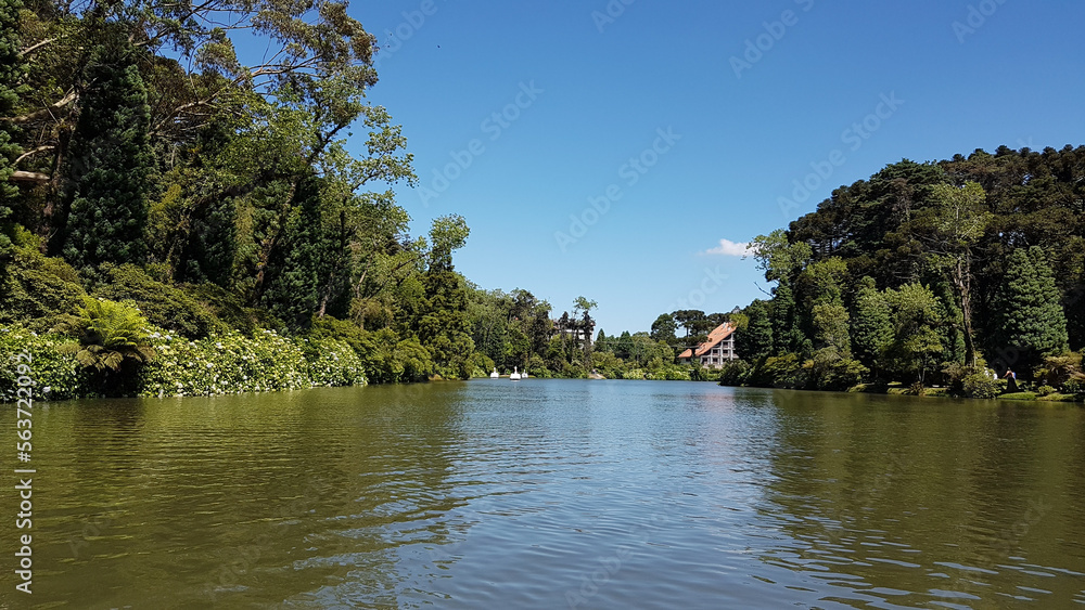 black lake, in Gramado, Serra Gaucha, southern Brazil, hydrangeas, pedal boat black lake, in Gramado, Serra Gaucha, southern Brazil, hydrangeas, pedal boat
