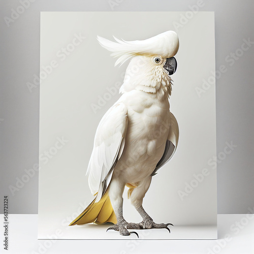 Cockatoo full body image with white background ultra realistic